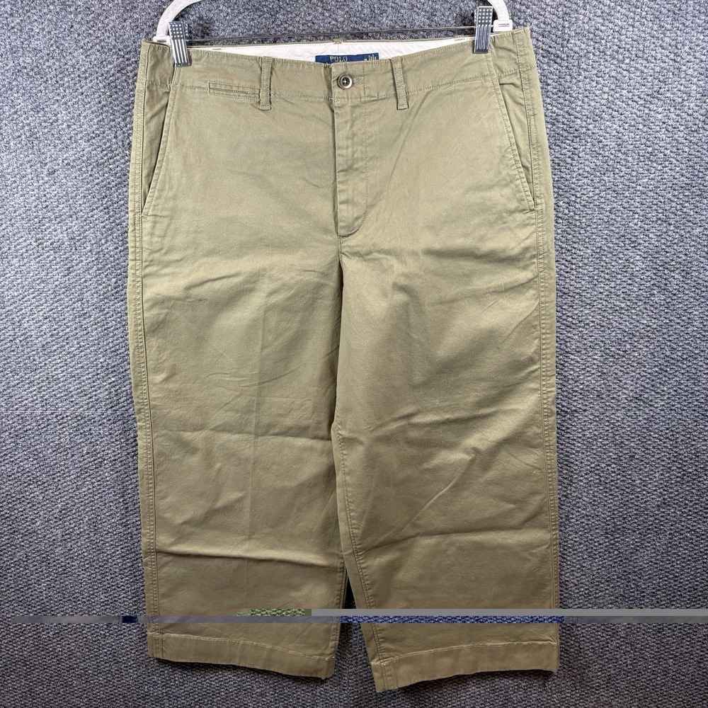 Polo Ralph Lauren Pants Womens 14‎ Tan Khaki Wide Leg Cropped Chino